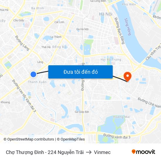 Chợ Thượng Đình - 224 Nguyễn Trãi to Vinmec map