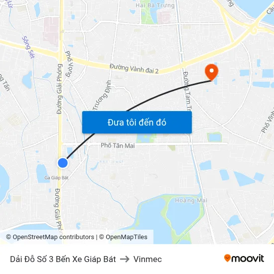 Dải Đỗ Số 3 Bến Xe Giáp Bát to Vinmec map