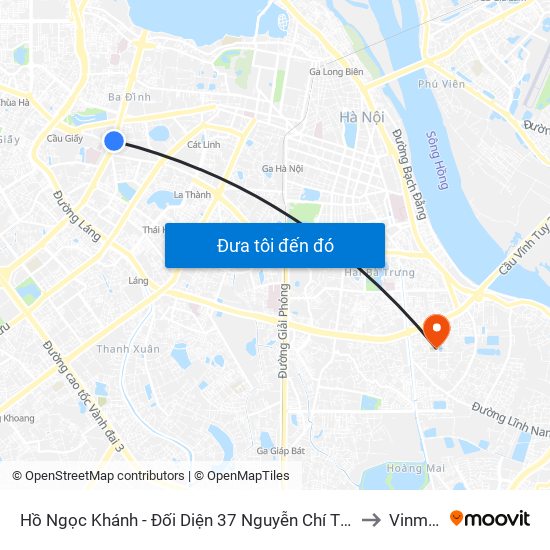 Hồ Ngọc Khánh - Đối Diện 37 Nguyễn Chí Thanh to Vinmec map