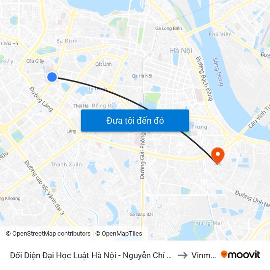 Đối Diện Đại Học Luật Hà Nội - Nguyễn Chí Thanh to Vinmec map