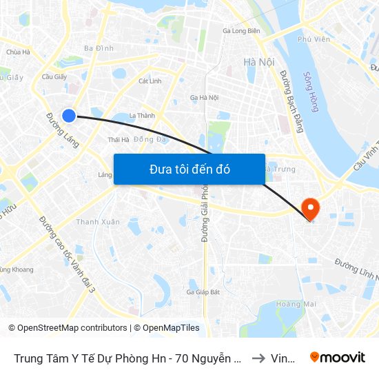 Trung Tâm Y Tế Dự Phòng Hn - 70 Nguyễn Chí Thanh to Vinmec map