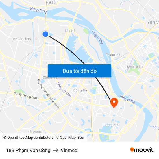189 Phạm Văn Đồng to Vinmec map