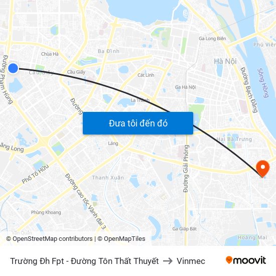 Trường Đh Fpt - Đường Tôn Thất Thuyết to Vinmec map