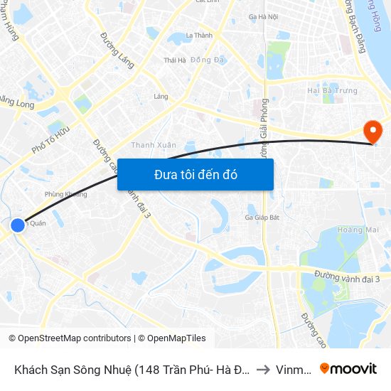 Khách Sạn Sông Nhuệ (148 Trần Phú- Hà Đông) to Vinmec map