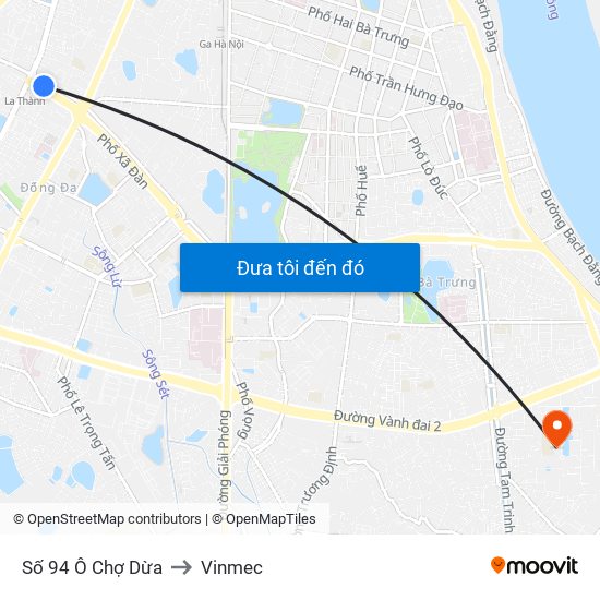 Số 94 Ô Chợ Dừa to Vinmec map