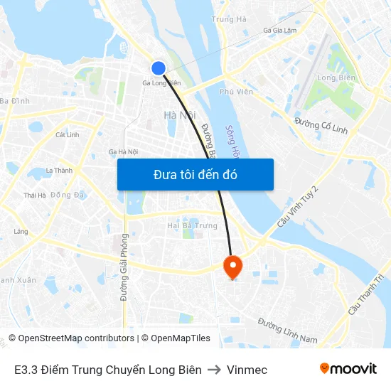 E3.3 Điểm Trung Chuyển Long Biên to Vinmec map