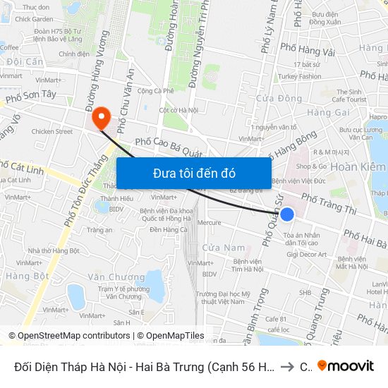 Đối Diện Tháp Hà Nội - Hai Bà Trưng (Cạnh 56 Hai Bà Trưng) to C1 map