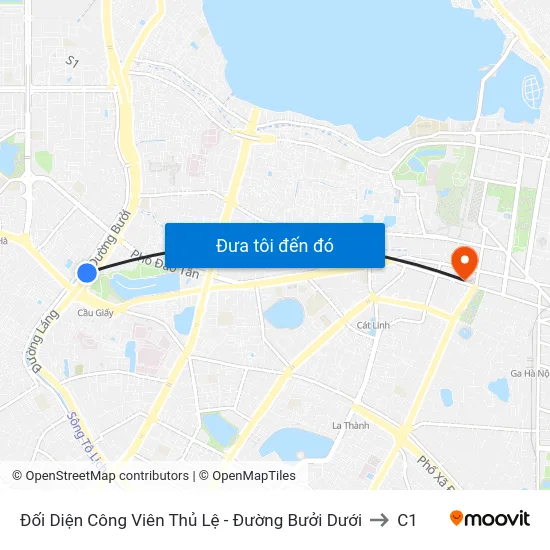 Đối Diện Công Viên Thủ Lệ - Đường Bưởi Dưới to C1 map