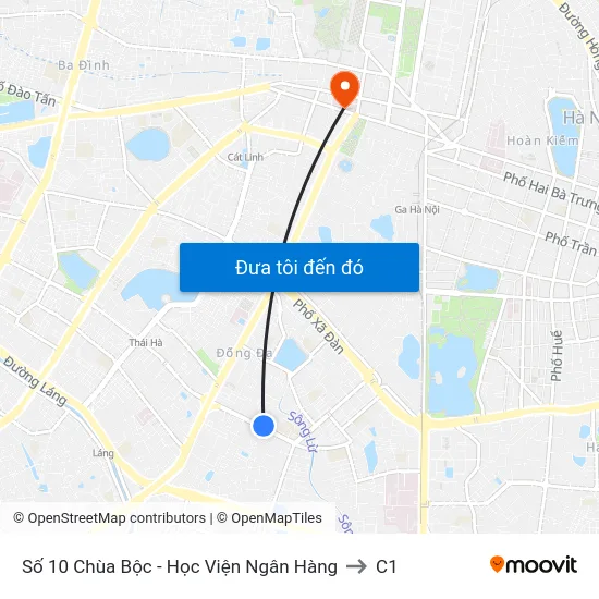 Số 10 Chùa Bộc - Học Viện Ngân Hàng to C1 map