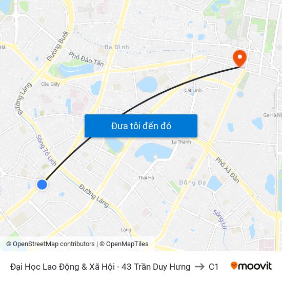 Đại Học Lao Động & Xã Hội - 43 Trần Duy Hưng to C1 map