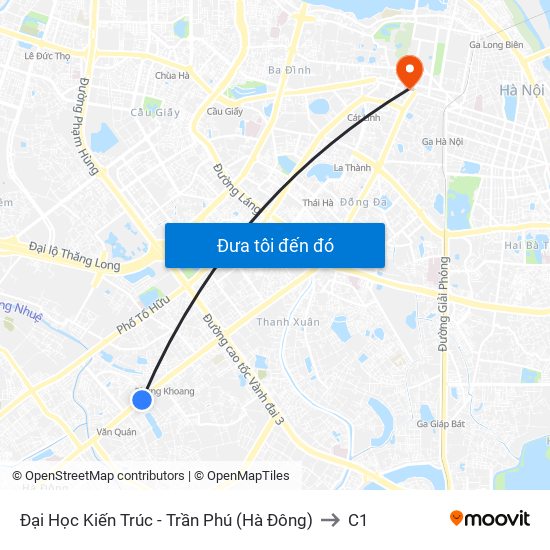 Đại Học Kiến Trúc - Trần Phú (Hà Đông) to C1 map