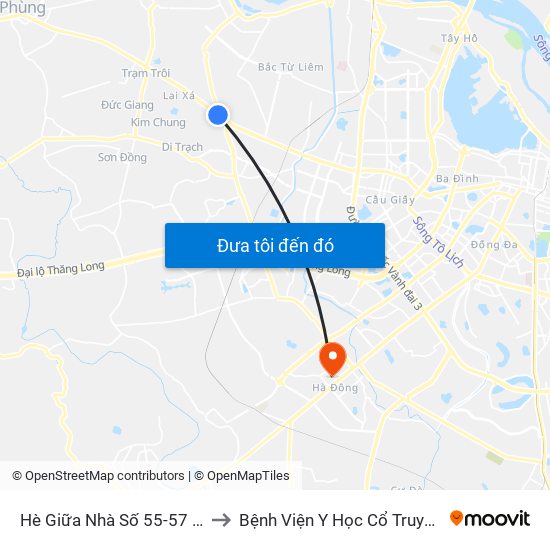 Hè Giữa Nhà Số 55-57 Phố Nhổn to Bệnh Viện Y Học Cổ Truyền Hà Đông map