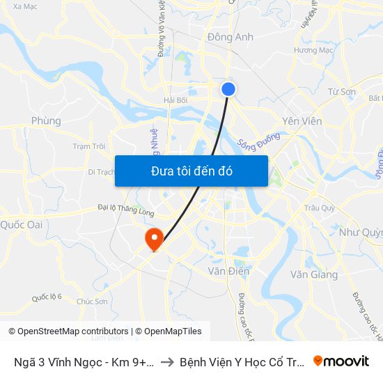 Ngã 3 Vĩnh Ngọc - Km 9+230 Quốc Lộ 3 to Bệnh Viện Y Học Cổ Truyền Hà Đông map