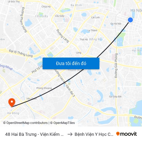 48 Hai Bà Trưng - Viện Kiểm Nghiệm Thuốc Trung Ương to Bệnh Viện Y Học Cổ Truyền Hà Đông map