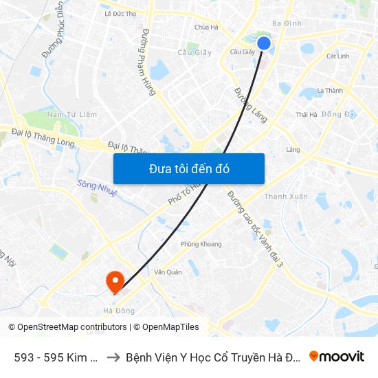 593 - 595 Kim Mã to Bệnh Viện Y Học Cổ Truyền Hà Đông map