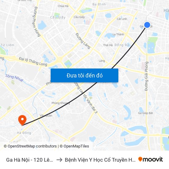 Ga Hà Nội - 120 Lê Duẩn to Bệnh Viện Y Học Cổ Truyền Hà Đông map