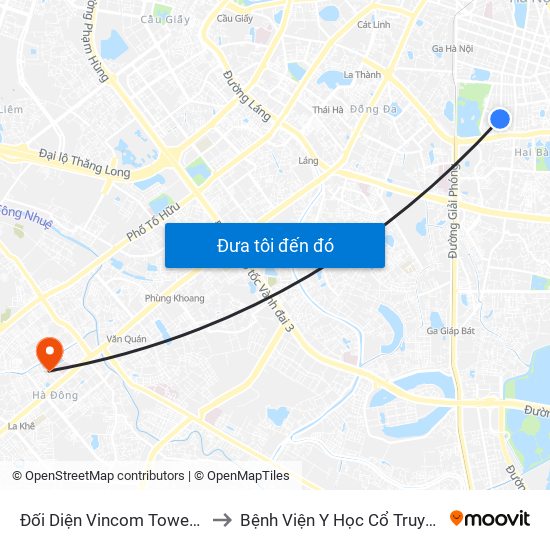 Đối Diện Vincom Tower - Bà Triệu to Bệnh Viện Y Học Cổ Truyền Hà Đông map