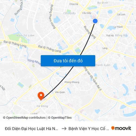 Đối Diện Đại Học Luật Hà Nội - Nguyễn Chí Thanh to Bệnh Viện Y Học Cổ Truyền Hà Đông map