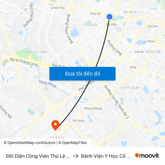 Đối Diện Công Viên Thủ Lệ - Đường Bưởi Dưới to Bệnh Viện Y Học Cổ Truyền Hà Đông map