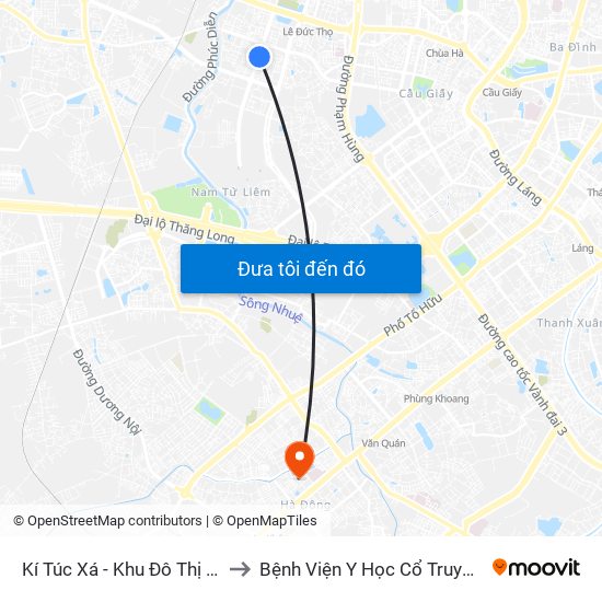 Kí Túc Xá - Khu Đô Thị Mỹ Đình II to Bệnh Viện Y Học Cổ Truyền Hà Đông map