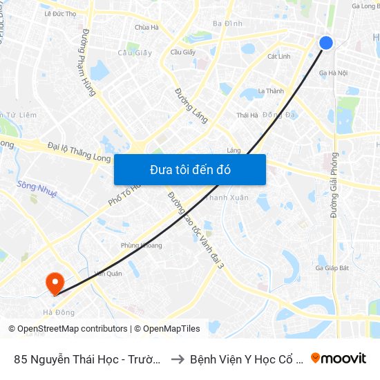 85 Nguyễn Thái Học - Trường Th Lý Thường Kiệt to Bệnh Viện Y Học Cổ Truyền Hà Đông map