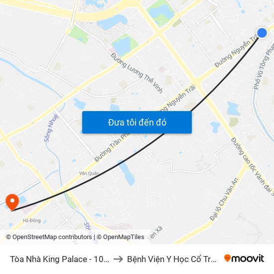 Tòa Nhà King Palace - 108 Nguyễn Trãi to Bệnh Viện Y Học Cổ Truyền Hà Đông map