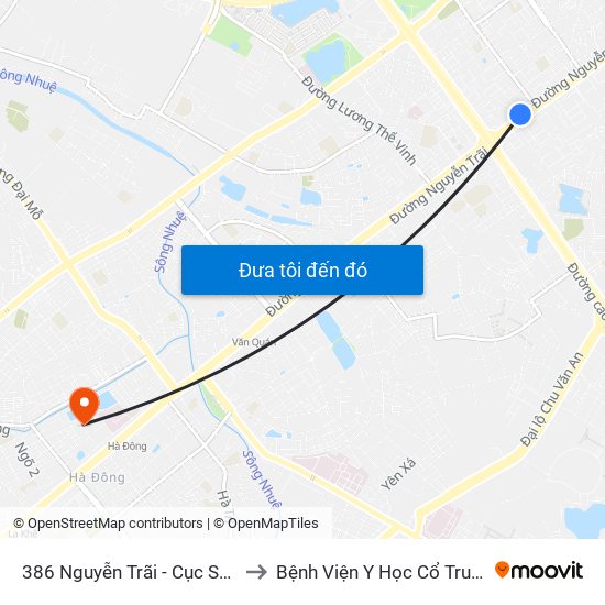 386 Nguyễn Trãi - Cục Sở Hữu Trí Tuệ to Bệnh Viện Y Học Cổ Truyền Hà Đông map