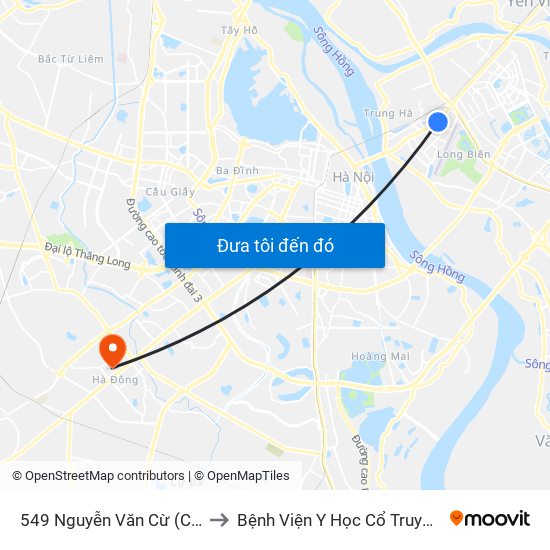 549 Nguyễn Văn Cừ (Cột Trước) to Bệnh Viện Y Học Cổ Truyền Hà Đông map