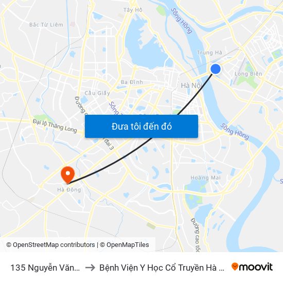 135 Nguyễn Văn Cừ to Bệnh Viện Y Học Cổ Truyền Hà Đông map