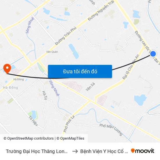 Trường Đại Học Thăng Long - Nghiêm Xuân Yêm to Bệnh Viện Y Học Cổ Truyền Hà Đông map