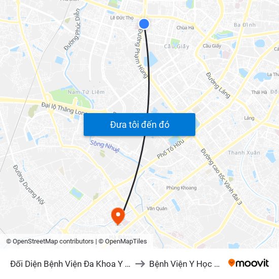 Nhà Máy Nước Mai Dịch - Phạm Hùng to Bệnh Viện Y Học Cổ Truyền Hà Đông map