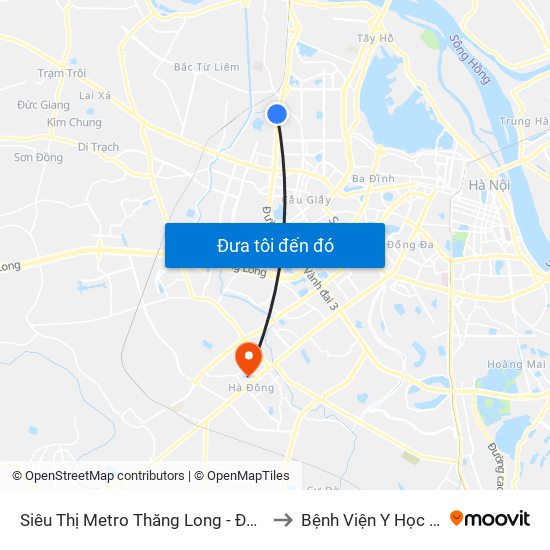 Siêu Thị Metro Thăng Long - Đối Diện Ngõ 599 Phạm Văn Đồng to Bệnh Viện Y Học Cổ Truyền Hà Đông map