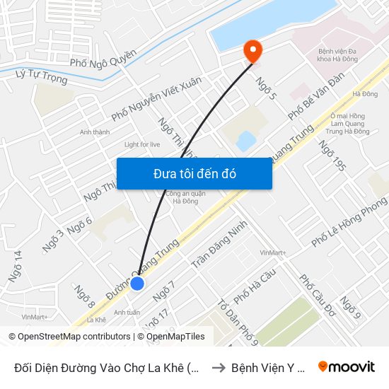 Đối Diện Đường Vào Chợ La Khê (Qua Ga Metro La Khê) - 405 Quang Trung (Hà Đông) to Bệnh Viện Y Học Cổ Truyền Hà Đông map
