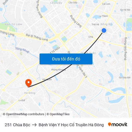 251 Chùa Bộc to Bệnh Viện Y Học Cổ Truyền Hà Đông map