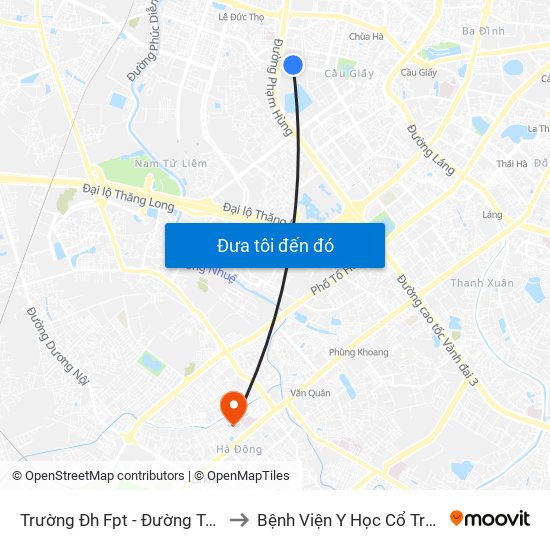 Trường Đh Fpt - Đường Tôn Thất Thuyết to Bệnh Viện Y Học Cổ Truyền Hà Đông map