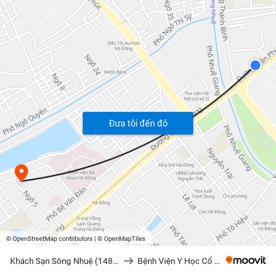 Khách Sạn Sông Nhuệ (148 Trần Phú- Hà Đông) to Bệnh Viện Y Học Cổ Truyền Hà Đông map