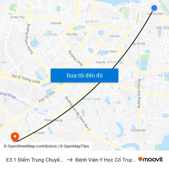 E3.1 Điểm Trung Chuyển Long Biên to Bệnh Viện Y Học Cổ Truyền Hà Đông map