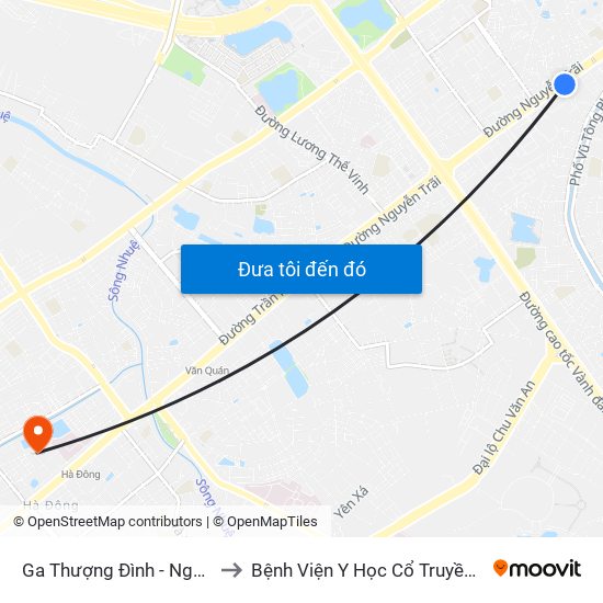 Ga Thượng Đình - Nguyễn Trãi to Bệnh Viện Y Học Cổ Truyền Hà Đông map