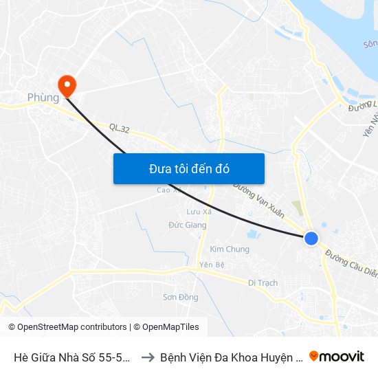 Hè Giữa Nhà Số 55-57 Phố Nhổn to Bệnh Viện Đa Khoa Huyện Đan Phượng map