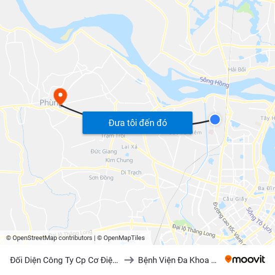 Đối Diện Công Ty Cp Cơ Điện Hn- Đường Đức Thắng to Bệnh Viện Đa Khoa Huyện Đan Phượng map
