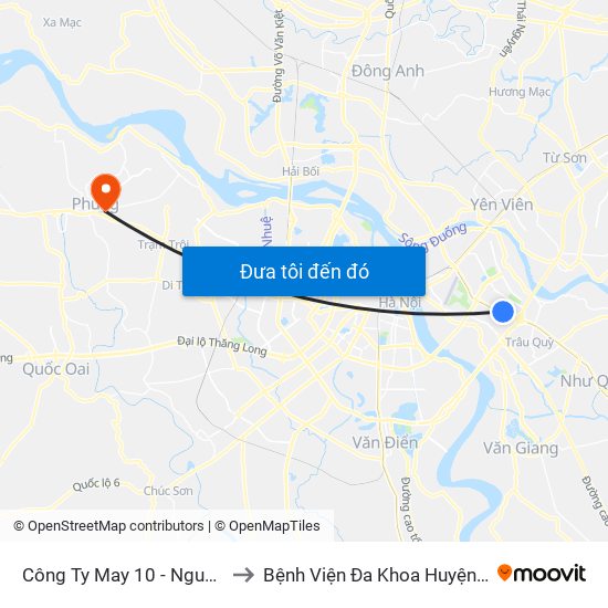 Công Ty May 10 - Nguyễn Văn Linh to Bệnh Viện Đa Khoa Huyện Đan Phượng map