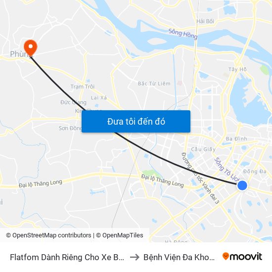 Flatfom Dành Riêng Cho Xe Buýt Trước Nhà 45 Đường Láng to Bệnh Viện Đa Khoa Huyện Đan Phượng map