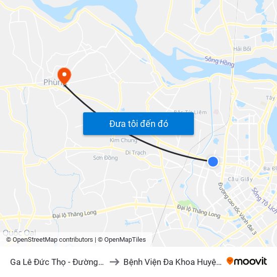 Ga Lê Đức Thọ - Đường Hồ Tùng Mậu to Bệnh Viện Đa Khoa Huyện Đan Phượng map