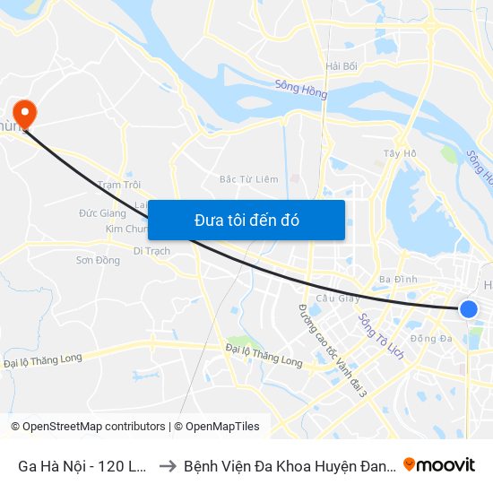 Ga Hà Nội - 120 Lê Duẩn to Bệnh Viện Đa Khoa Huyện Đan Phượng map