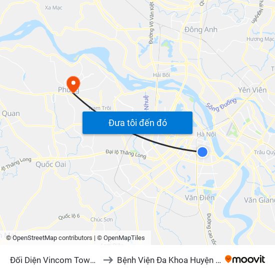 Đối Diện Vincom Tower - Bà Triệu to Bệnh Viện Đa Khoa Huyện Đan Phượng map