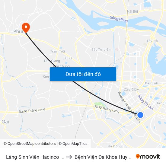 Làng Sinh Viên Hacinco - Nguyễn Tuân to Bệnh Viện Đa Khoa Huyện Đan Phượng map