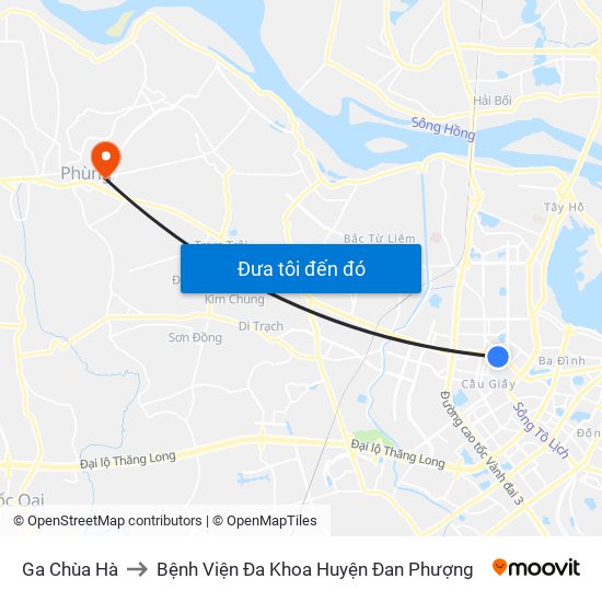 Ga Chùa Hà to Bệnh Viện Đa Khoa Huyện Đan Phượng map