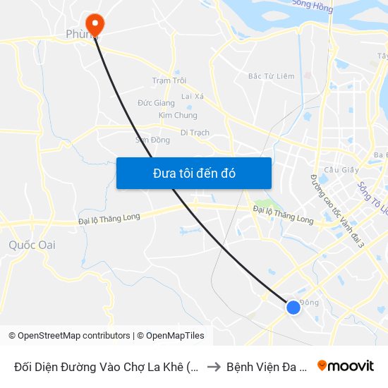 Đối Diện Đường Vào Chợ La Khê (Qua Ga Metro La Khê) - 405 Quang Trung (Hà Đông) to Bệnh Viện Đa Khoa Huyện Đan Phượng map