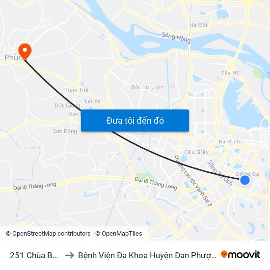 251 Chùa Bộc to Bệnh Viện Đa Khoa Huyện Đan Phượng map