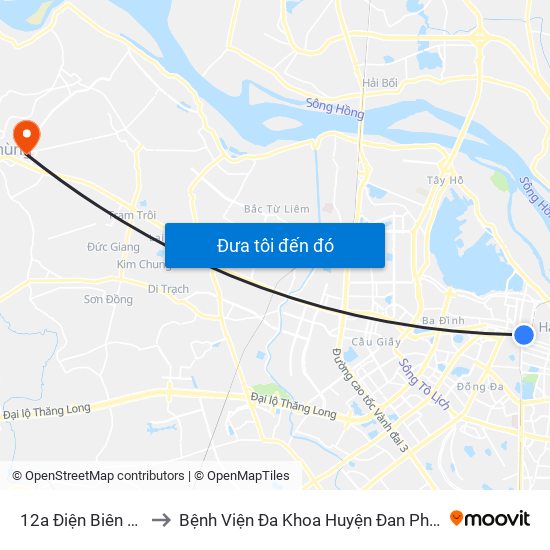 12a Điện Biên Phủ to Bệnh Viện Đa Khoa Huyện Đan Phượng map